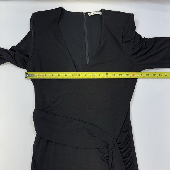 NWOT Alice + Olivia Kyra Black Mini Dress Drapey Ruched Whimsygoth Womens 12 - Picture 15 of 16